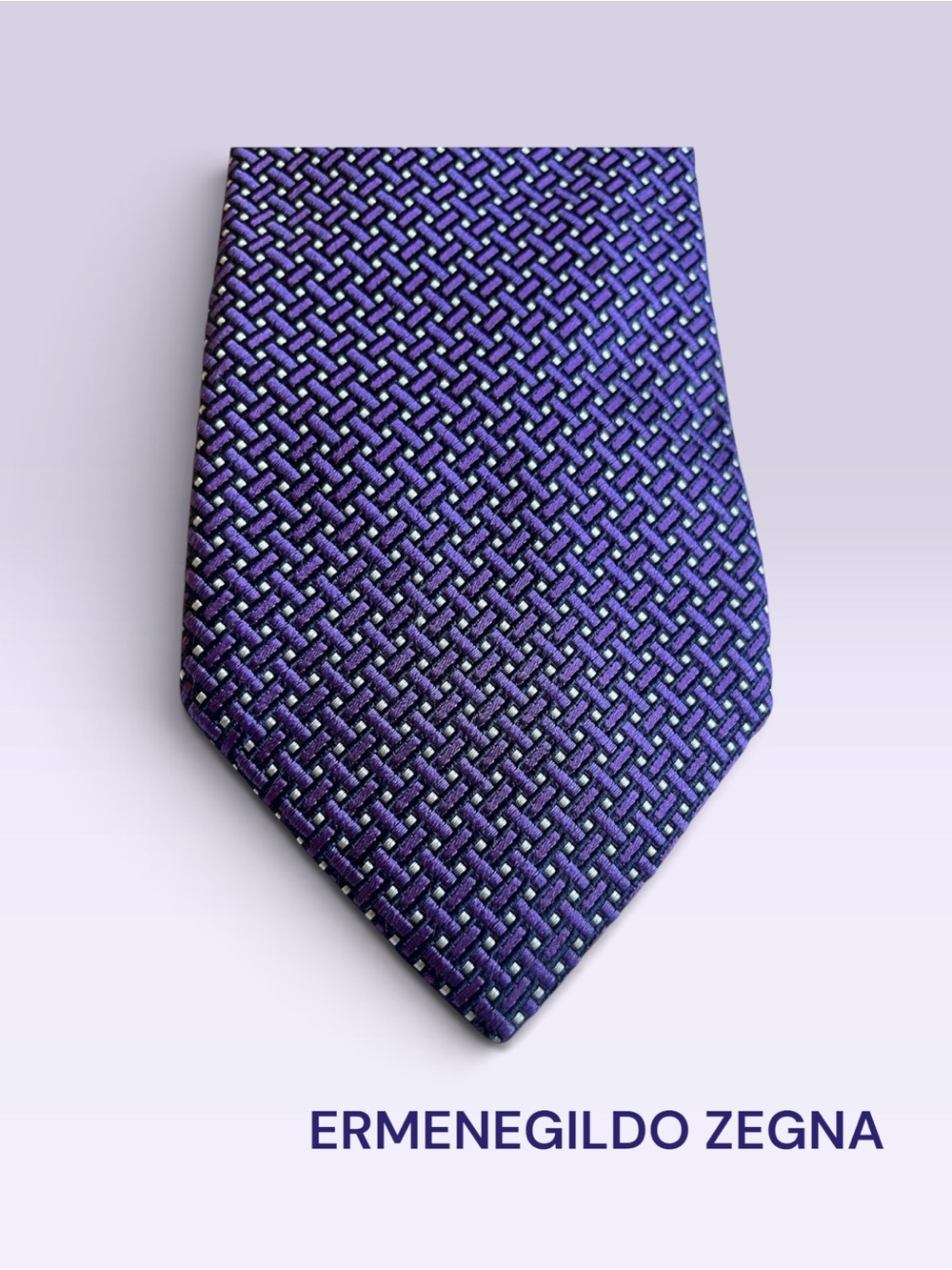 Ermenegildo Zegna Deep Purple Geometric Woven Silk Tie